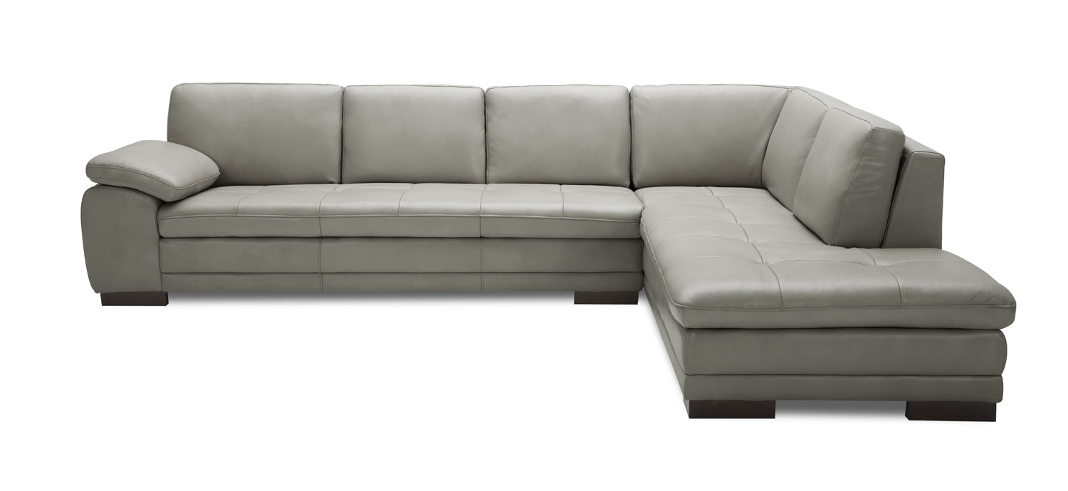 J&M Furniture - 625 Italian Leather RHF Sectional Sofa with Ottoman in Grey - 17544311312859-RHF-OT - GreatFurnitureDeal
