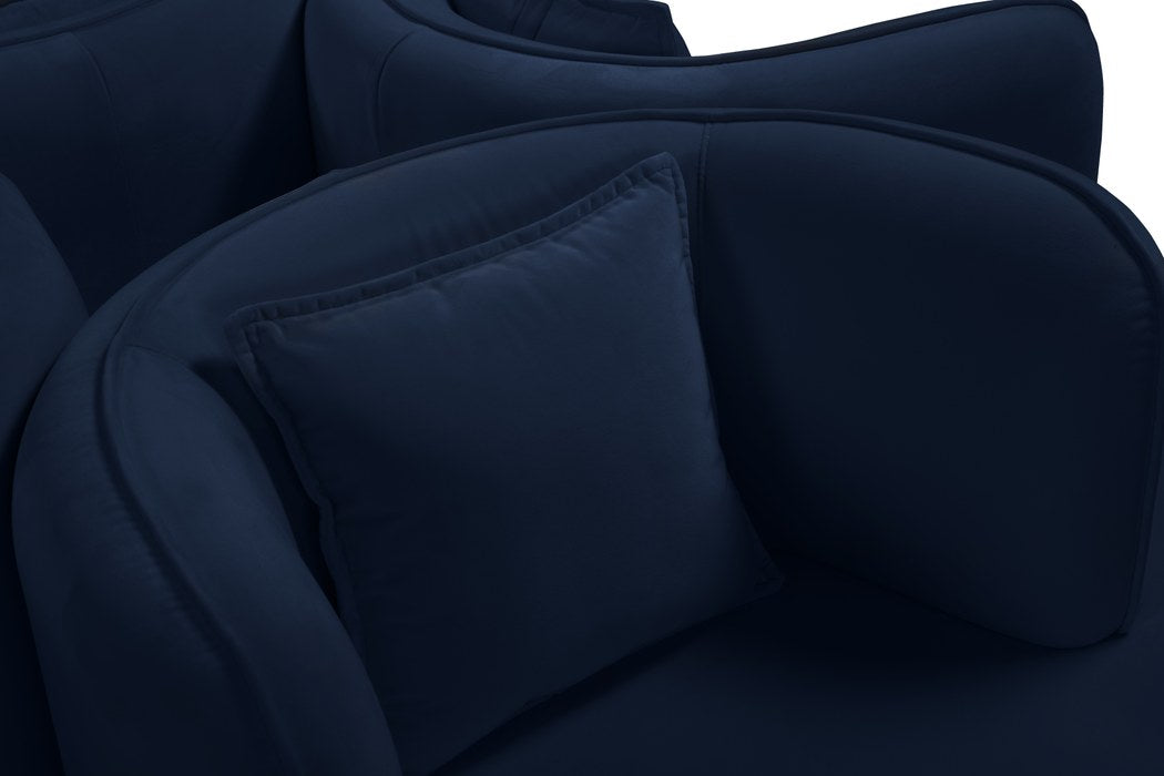 Meridian Furniture - Circlet Navy Velvet Upholstered Roundabout Sofa - 627Navy - GreatFurnitureDeal