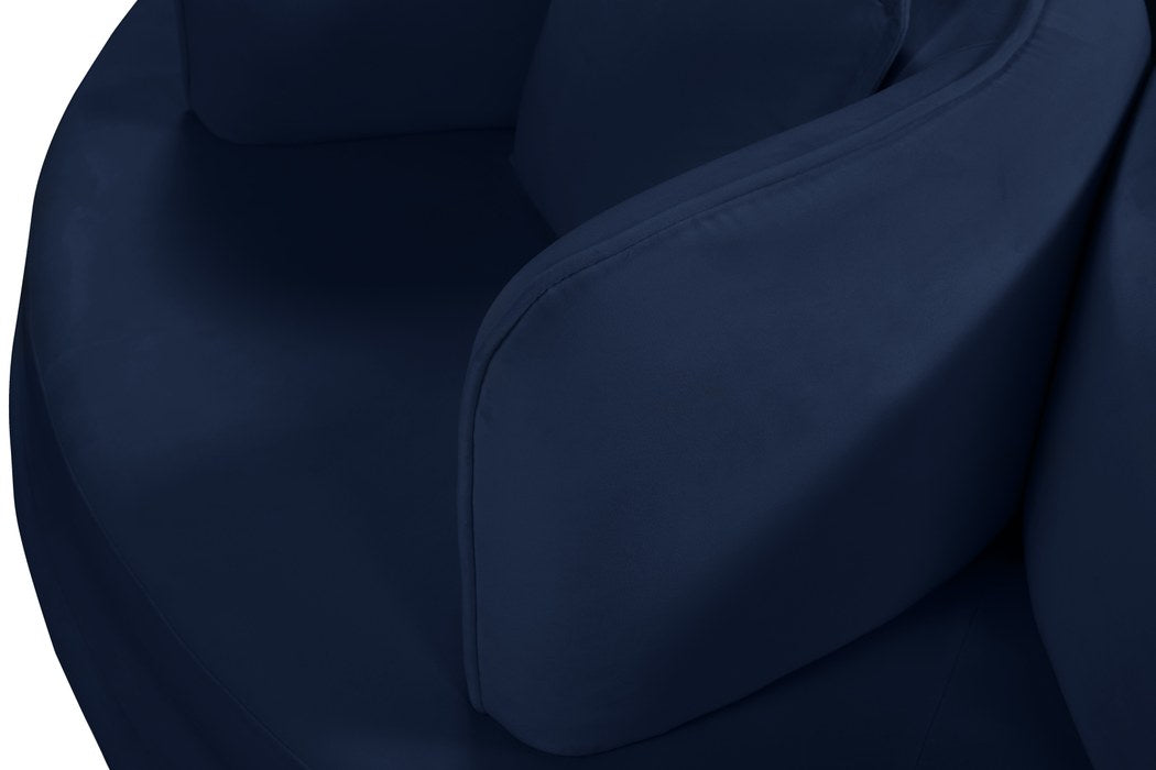 Meridian Furniture - Circlet Navy Velvet Upholstered Roundabout Sofa - 627Navy - GreatFurnitureDeal