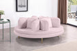 Meridian Furniture - Circlet Pink Velvet Upholstered Roundabout Sofa - 627Pink - GreatFurnitureDeal