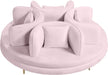 Meridian Furniture - Circlet Pink Velvet Upholstered Roundabout Sofa - 627Pink - GreatFurnitureDeal