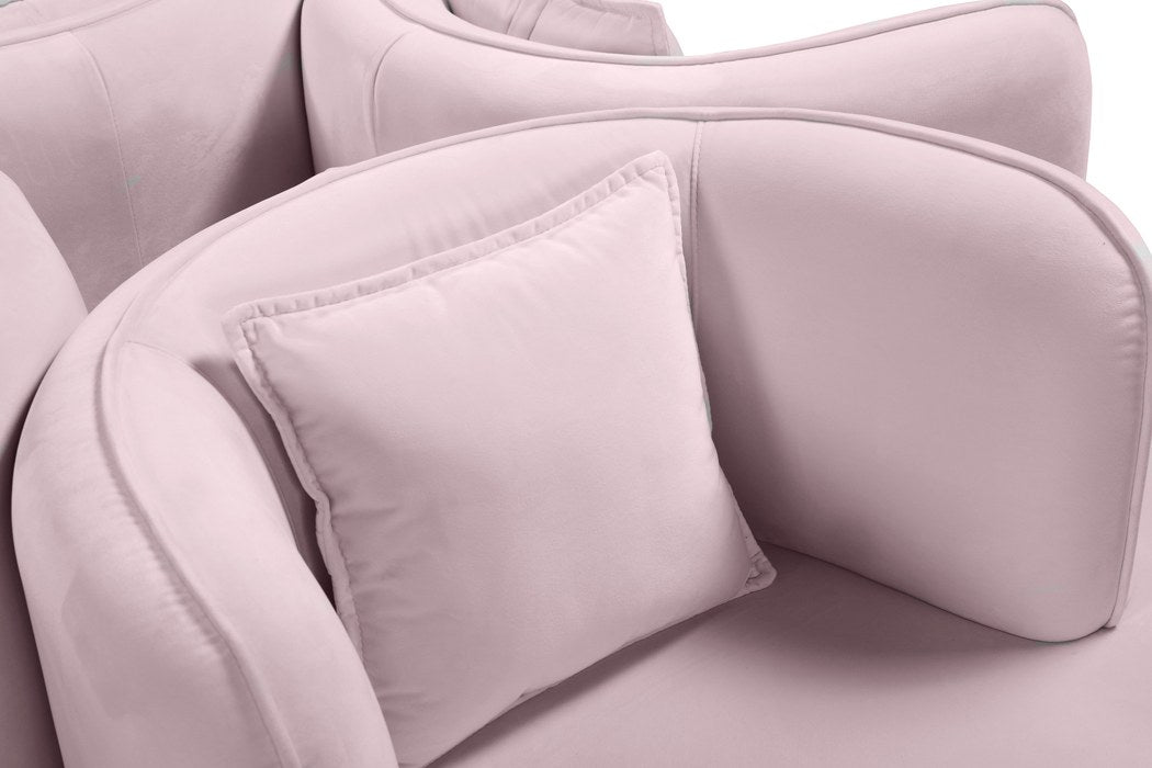 Meridian Furniture - Circlet Pink Velvet Upholstered Roundabout Sofa - 627Pink - GreatFurnitureDeal
