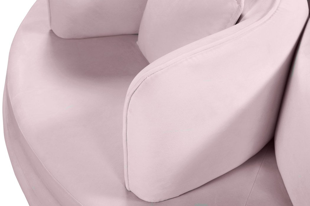 Meridian Furniture - Circlet Pink Velvet Upholstered Roundabout Sofa - 627Pink - GreatFurnitureDeal