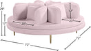 Meridian Furniture - Circlet Pink Velvet Upholstered Roundabout Sofa - 627Pink - GreatFurnitureDeal
