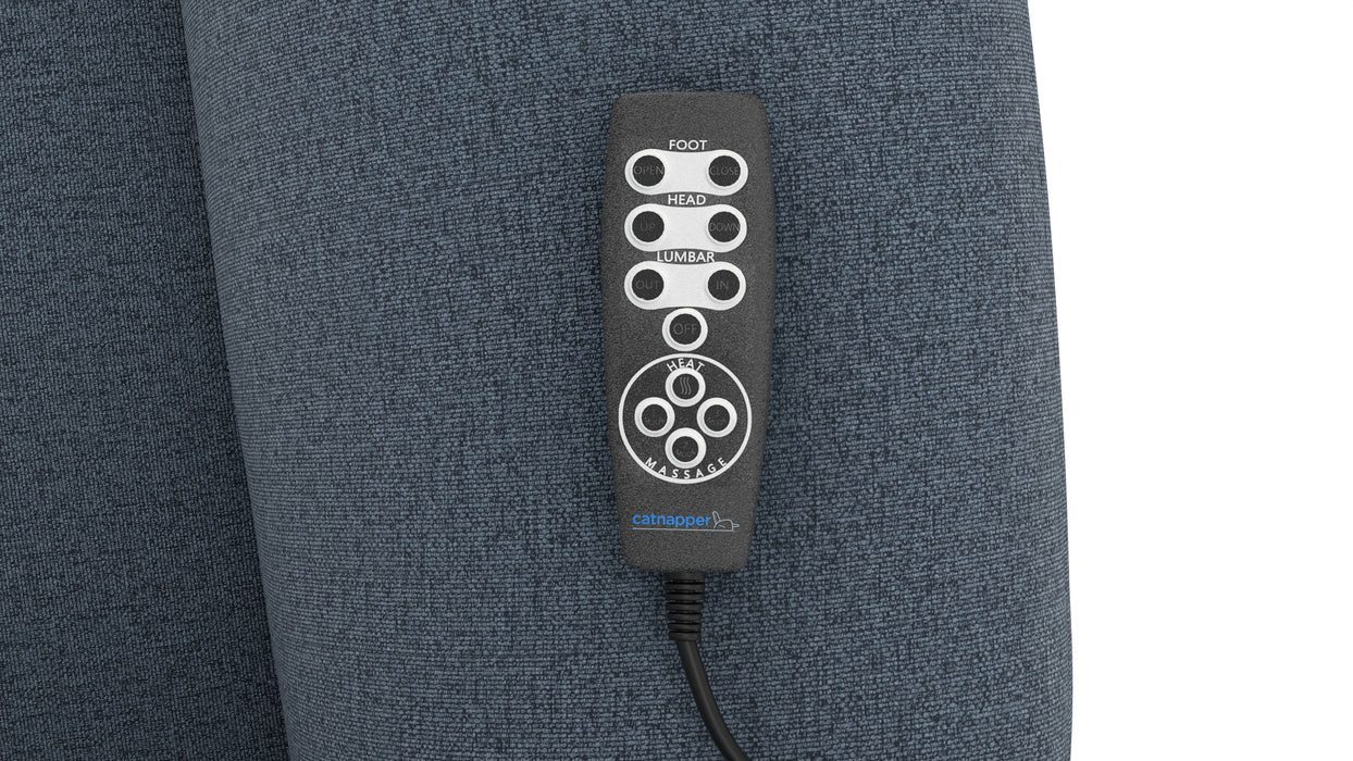 Catnapper - Dreamtime XL Power Headrest Power Lay Flat Recliner w/CR3 Heat/Massage/Zero Gravity in Steel - 629207-STEEL - GreatFurnitureDeal