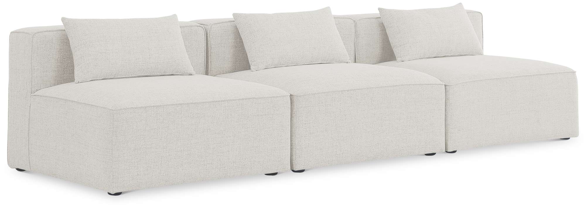 Meridian Furniture - Cube 108" Cream Fabric Upholstered 3pc. Armless Sofa - 630Cream-S108A - GreatFurnitureDeal