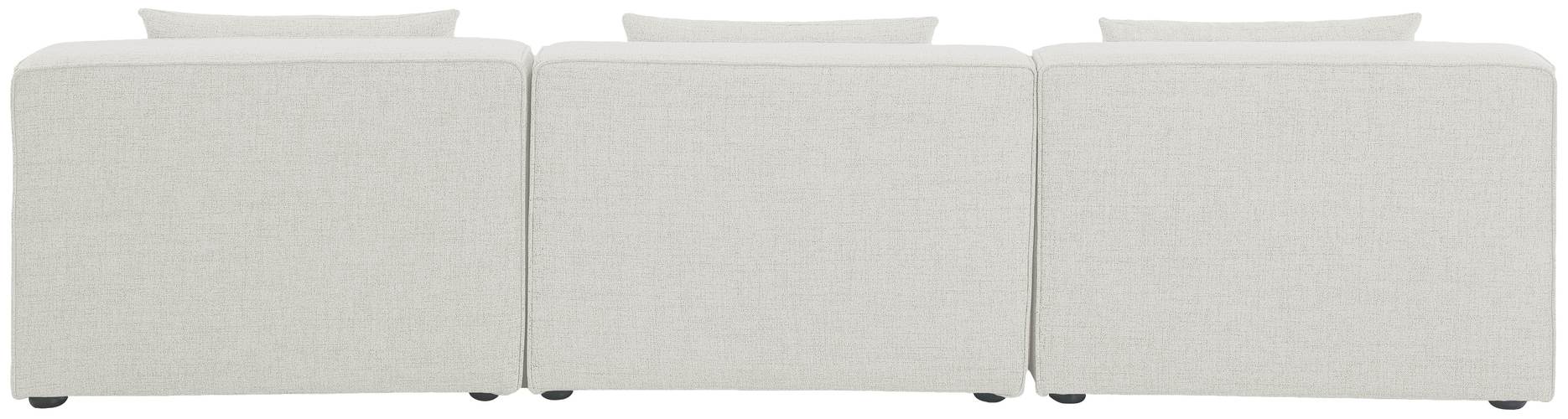 Meridian Furniture - Cube 108" Cream Fabric Upholstered 3pc. Armless Sofa - 630Cream-S108A - GreatFurnitureDeal