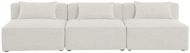 Meridian Furniture - Cube 108" Cream Fabric Upholstered 3pc. Armless Sofa - 630Cream-S108A - GreatFurnitureDeal