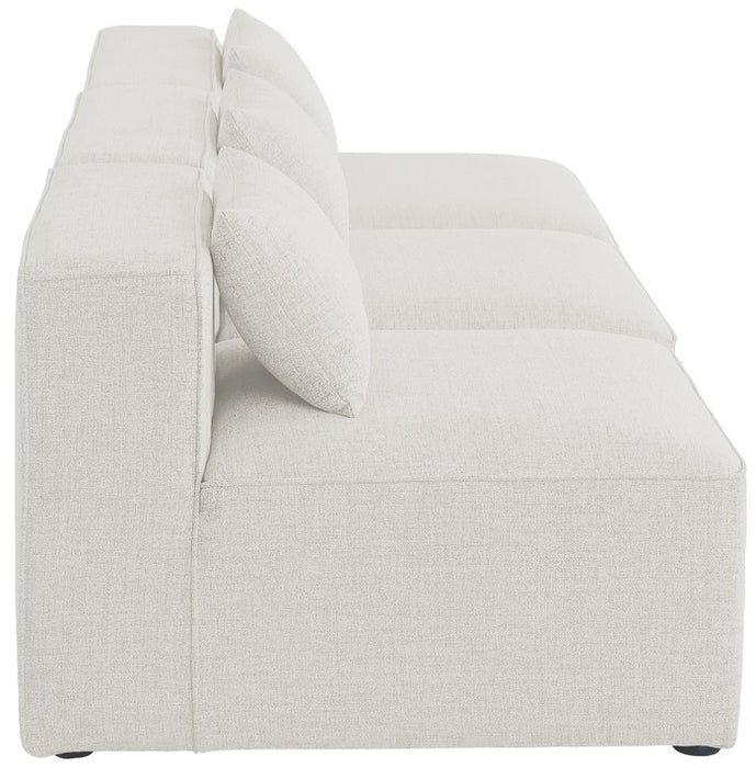Meridian Furniture - Cube 108" Cream Fabric Upholstered 3pc. Armless Sofa - 630Cream-S108A - GreatFurnitureDeal