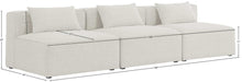 Meridian Furniture - Cube 108" Cream Fabric Upholstered 3pc. Armless Sofa - 630Cream-S108A - GreatFurnitureDeal