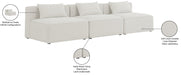 Meridian Furniture - Cube 108" Cream Fabric Upholstered 3pc. Armless Sofa - 630Cream-S108A - GreatFurnitureDeal