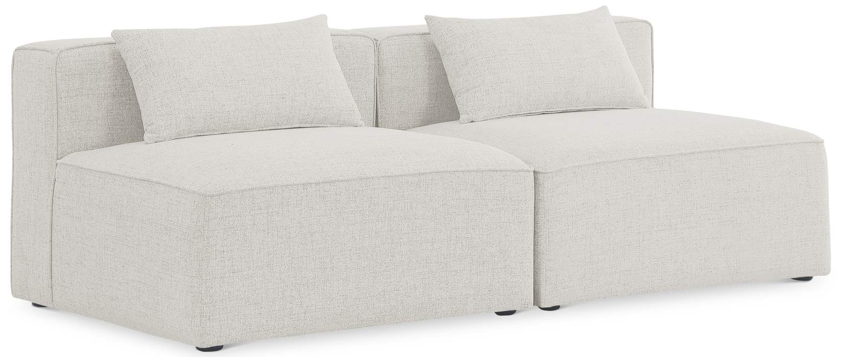 Meridian Furniture - Cube 72" Cream Fabric Upholstered 2pc. Armless Sofa - 630Cream-S72A - GreatFurnitureDeal
