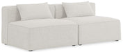 Meridian Furniture - Cube 72" Cream Fabric Upholstered 2pc. Armless Sofa - 630Cream-S72A - GreatFurnitureDeal