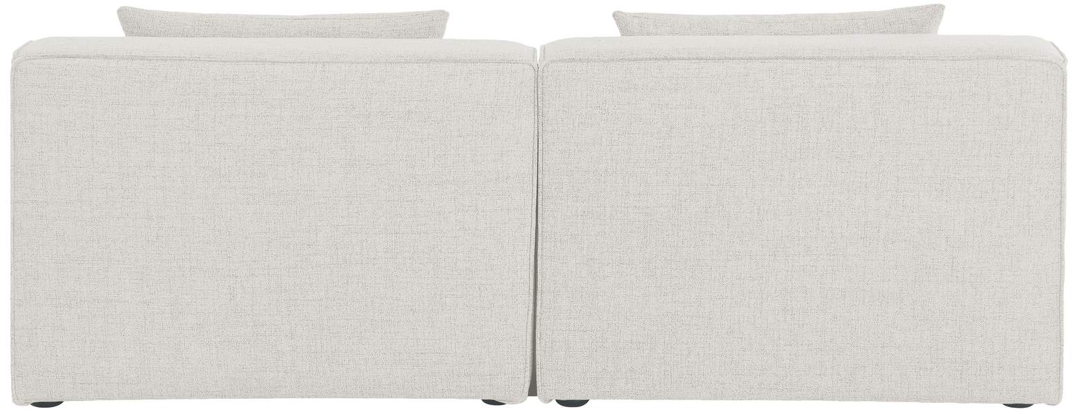 Meridian Furniture - Cube 72" Cream Fabric Upholstered 2pc. Armless Sofa - 630Cream-S72A - GreatFurnitureDeal