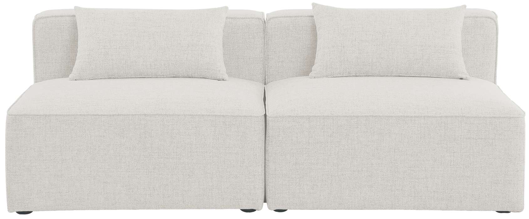 Meridian Furniture - Cube 72" Cream Fabric Upholstered 2pc. Armless Sofa - 630Cream-S72A - GreatFurnitureDeal