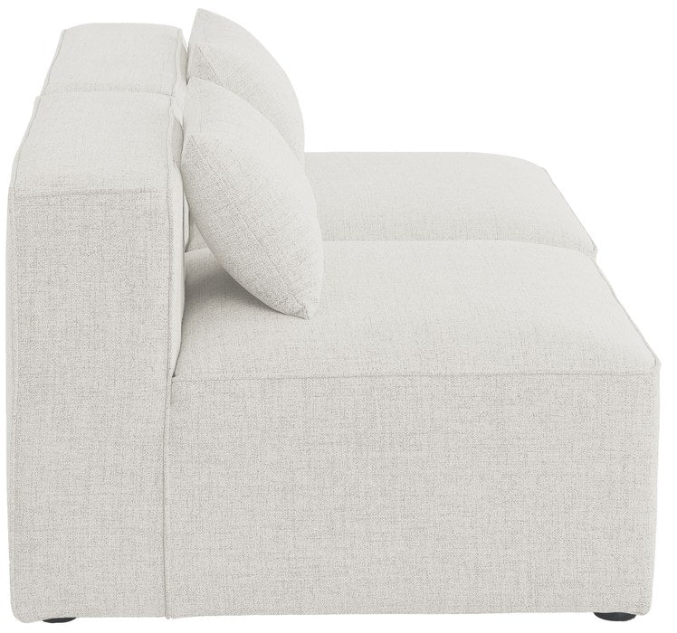 Meridian Furniture - Cube 72" Cream Fabric Upholstered 2pc. Armless Sofa - 630Cream-S72A - GreatFurnitureDeal