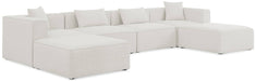 Meridian Furniture - Cube 144" Cream Fabric Upholstered 6pc. Sectional - 630Cream-Sec6B - GreatFurnitureDeal