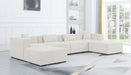 Meridian Furniture - Cube 144" Cream Fabric Upholstered 6pc. Sectional - 630Cream-Sec6B - GreatFurnitureDeal