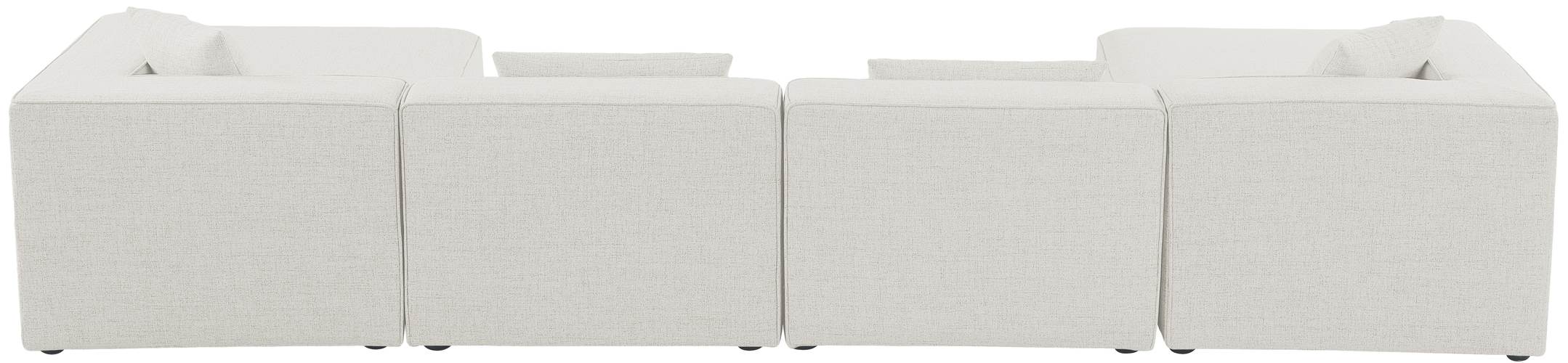 Meridian Furniture - Cube 144" Cream Fabric Upholstered 6pc. Sectional - 630Cream-Sec6B - GreatFurnitureDeal