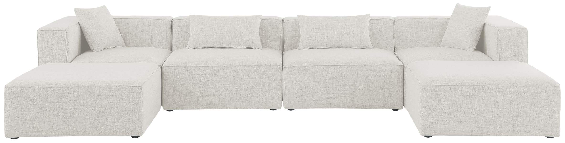Meridian Furniture - Cube 144" Cream Fabric Upholstered 6pc. Sectional - 630Cream-Sec6B - GreatFurnitureDeal