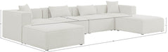 Meridian Furniture - Cube 144" Cream Fabric Upholstered 6pc. Sectional - 630Cream-Sec6B - GreatFurnitureDeal