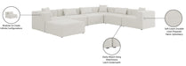 Meridian Furniture - Cube 144" Cream Fabric Upholstered 7pc. Sectional - 630Cream-Sec7A - GreatFurnitureDeal