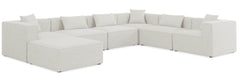 Meridian Furniture - Cube 144" Cream Fabric Upholstered 7pc. Sectional - 630Cream-Sec7A - GreatFurnitureDeal
