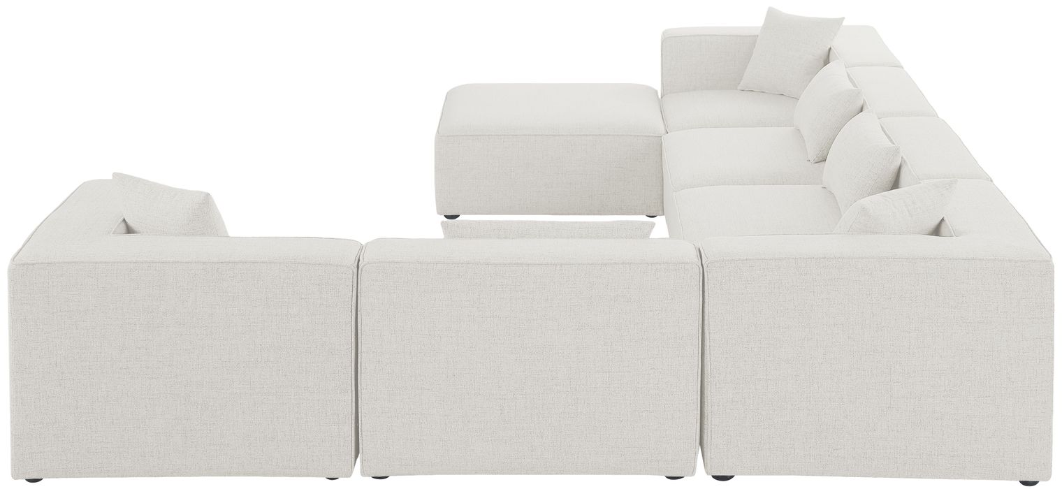 Meridian Furniture - Cube 144" Cream Fabric Upholstered 7pc. Sectional - 630Cream-Sec7A - GreatFurnitureDeal