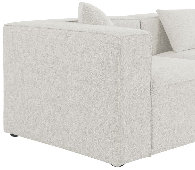 Meridian Furniture - Cube 144" Cream Fabric Upholstered 7pc. Sectional - 630Cream-Sec7A - GreatFurnitureDeal
