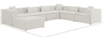 Meridian Furniture - Cube 144" Cream Fabric Upholstered 7pc. Sectional - 630Cream-Sec7A - GreatFurnitureDeal