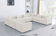 Meridian Furniture - Cube 144" Cream Fabric Upholstered 8pc. Sectional - 630Cream-Sec8A - GreatFurnitureDeal