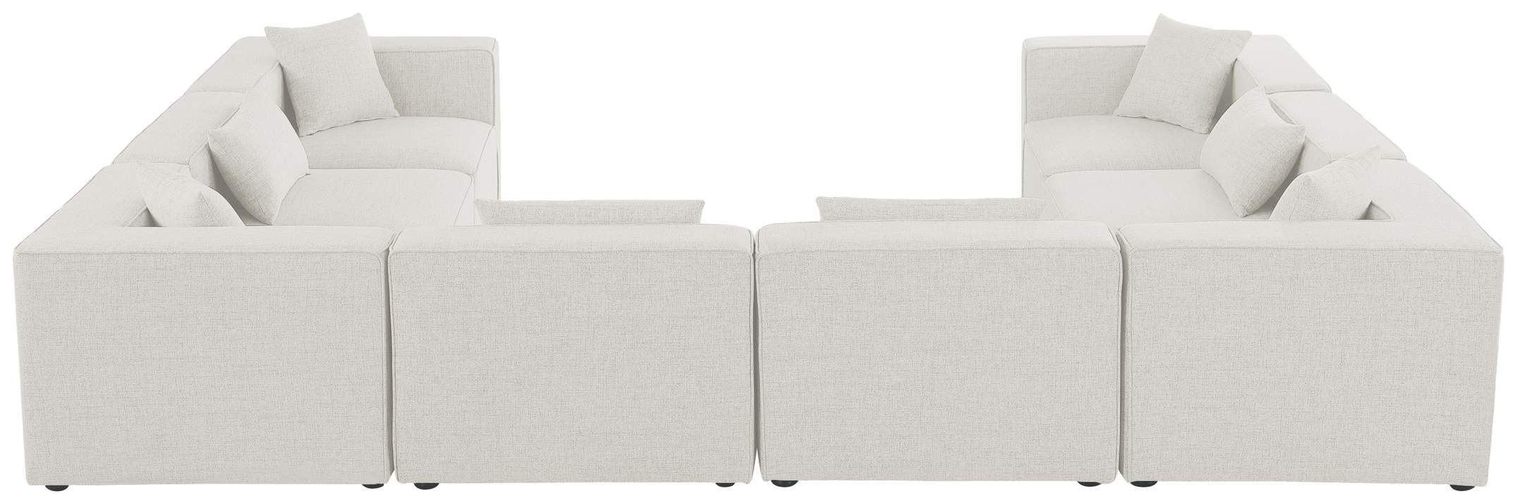 Meridian Furniture - Cube 144" Cream Fabric Upholstered 8pc. Sectional - 630Cream-Sec8A - GreatFurnitureDeal