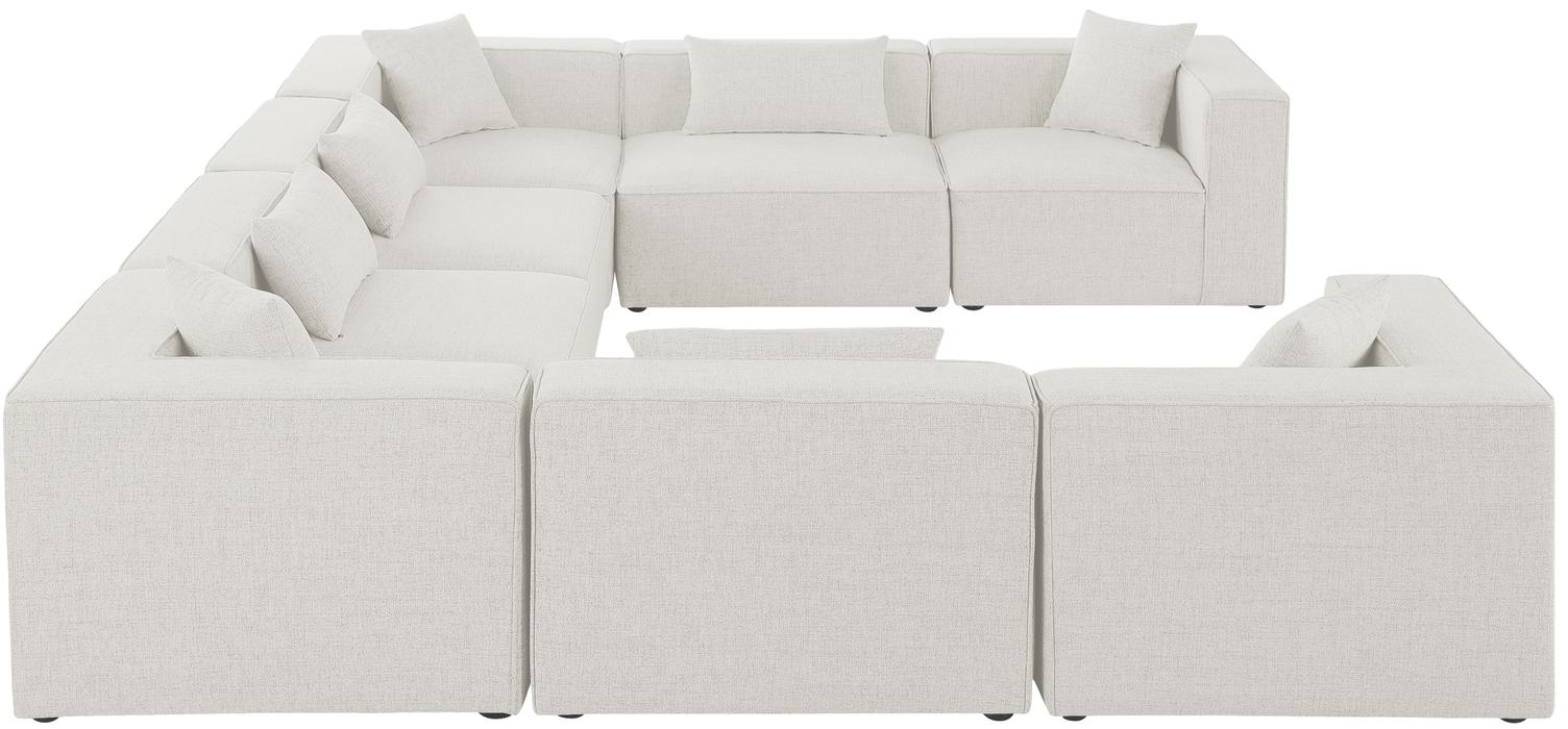 Meridian Furniture - Cube 144" Cream Fabric Upholstered 8pc. Sectional - 630Cream-Sec8A - GreatFurnitureDeal