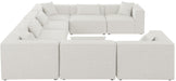 Meridian Furniture - Cube 144" Cream Fabric Upholstered 8pc. Sectional - 630Cream-Sec8A - GreatFurnitureDeal
