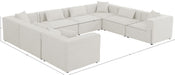 Meridian Furniture - Cube 144" Cream Fabric Upholstered 8pc. Sectional - 630Cream-Sec8A - GreatFurnitureDeal