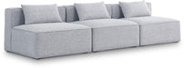 Meridian Furniture - Cube 108" Grey Fabric Upholstered 3pc. Armless Sofa - 630Grey-S108A - GreatFurnitureDeal