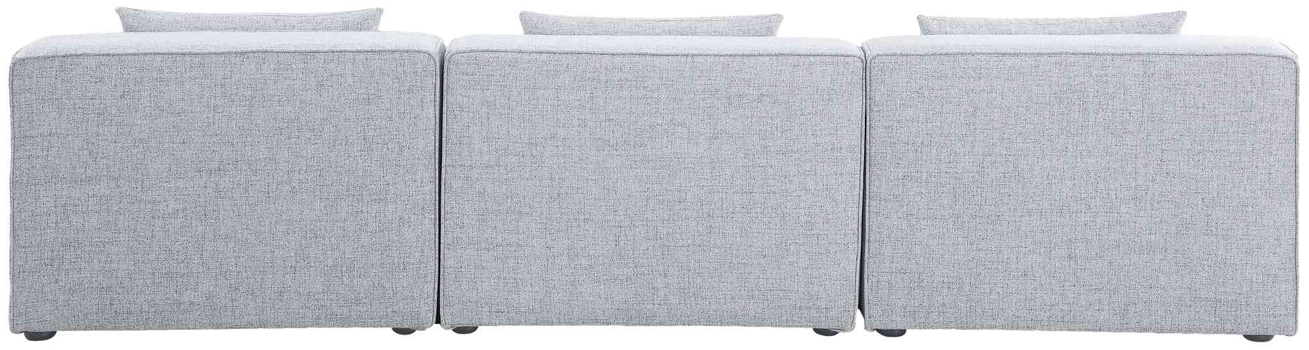 Meridian Furniture - Cube 108" Grey Fabric Upholstered 3pc. Armless Sofa - 630Grey-S108A - GreatFurnitureDeal