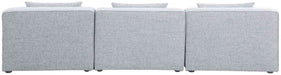 Meridian Furniture - Cube 108" Grey Fabric Upholstered 3pc. Armless Sofa - 630Grey-S108A - GreatFurnitureDeal