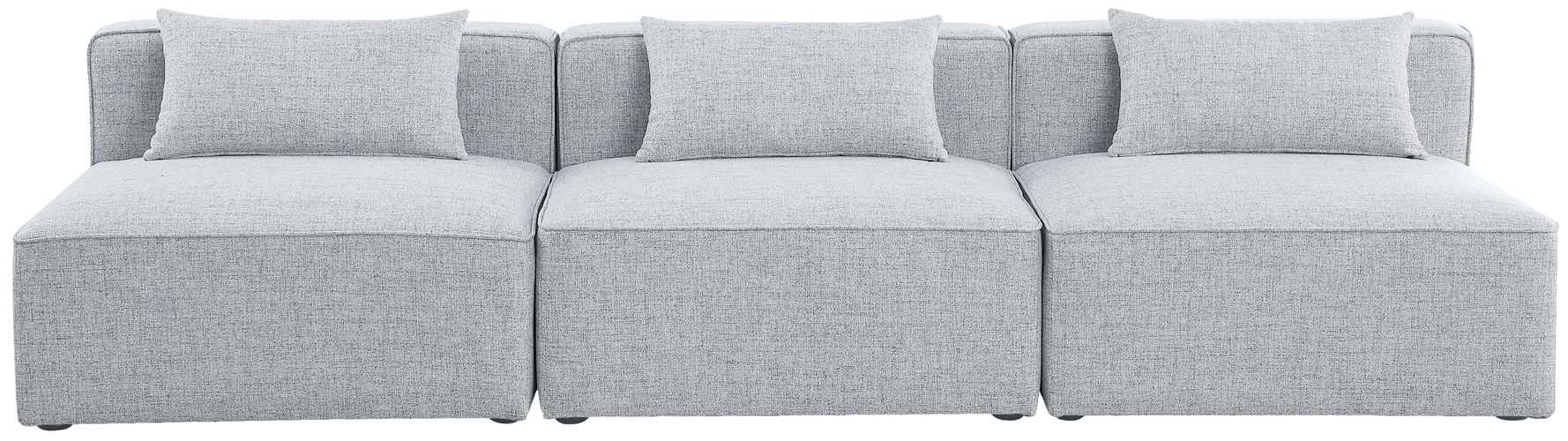 Meridian Furniture - Cube 108" Grey Fabric Upholstered 3pc. Armless Sofa - 630Grey-S108A - GreatFurnitureDeal
