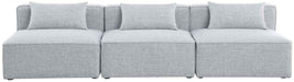 Meridian Furniture - Cube 108" Grey Fabric Upholstered 3pc. Armless Sofa - 630Grey-S108A - GreatFurnitureDeal