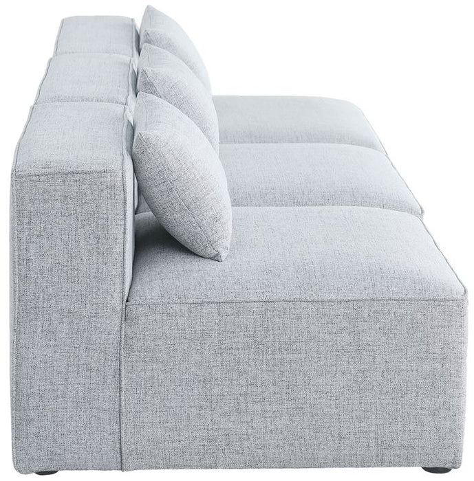 Meridian Furniture - Cube 108" Grey Fabric Upholstered 3pc. Armless Sofa - 630Grey-S108A - GreatFurnitureDeal