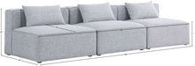 Meridian Furniture - Cube 108" Grey Fabric Upholstered 3pc. Armless Sofa - 630Grey-S108A - GreatFurnitureDeal