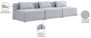 Meridian Furniture - Cube 108" Grey Fabric Upholstered 3pc. Armless Sofa - 630Grey-S108A - GreatFurnitureDeal