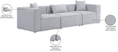 Meridian Furniture - Cube 108" Grey Fabric Upholstered 3pc. Sofa - 630Grey-S108B - GreatFurnitureDeal