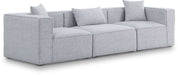 Meridian Furniture - Cube 108" Grey Fabric Upholstered 3pc. Sofa - 630Grey-S108B - GreatFurnitureDeal