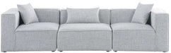 Meridian Furniture - Cube 108" Grey Fabric Upholstered 3pc. Sofa - 630Grey-S108B - GreatFurnitureDeal