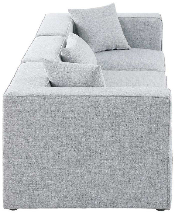 Meridian Furniture - Cube 108" Grey Fabric Upholstered 3pc. Sofa - 630Grey-S108B - GreatFurnitureDeal