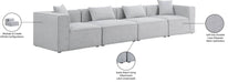 Meridian Furniture - Cube 144" Grey Fabric Upholstered 4pc. Sofa - 630Grey-S144B - GreatFurnitureDeal