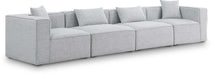 Meridian Furniture - Cube 144" Grey Fabric Upholstered 4pc. Sofa - 630Grey-S144B - GreatFurnitureDeal