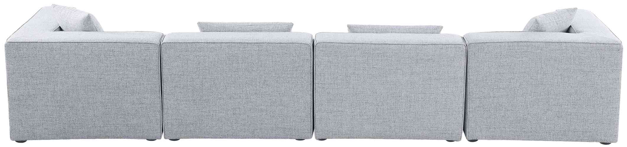 Meridian Furniture - Cube 144" Grey Fabric Upholstered 4pc. Sofa - 630Grey-S144B - GreatFurnitureDeal